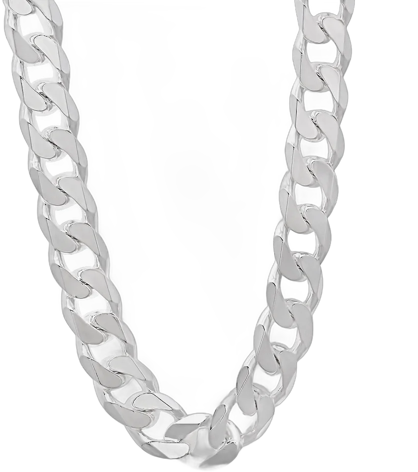 The Bling King Men's 8.9mm Chunky Solid .925 Sterling Silver Flat Cuban Link Curb Chain Necklace, 24 inches