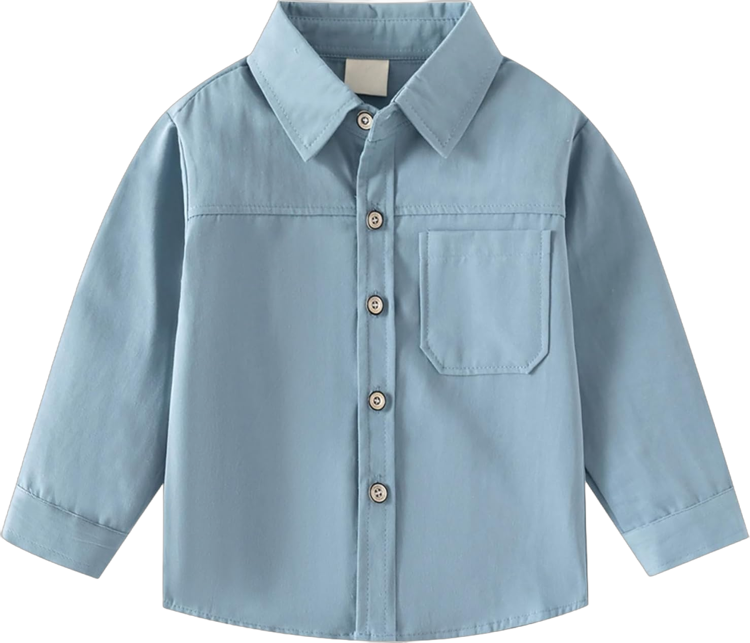 Toddler Boys Button Down Tops Solid Color Standing Collar Long Sleeve Shirt Blouse Daily School Gentleman Outfits 4-5T Light Blue