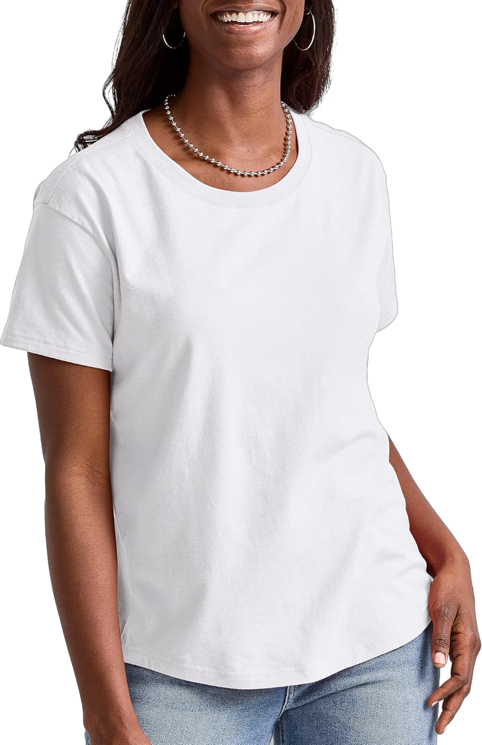 Hanes Women's Tri-Blend Relaxed Fit T-Shirt, Oversized Lightweight Tee, Available in Plus Size Standard X-Large Eco White