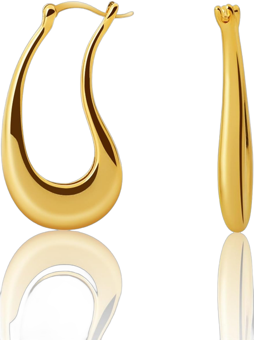 Chunky Gold Hoop Earrings for Women, 18k Gold Plated Hoop Earrings Trendy Chunky Gold Hoops Earrings Hypoallergenic Dainty Gold Jewelry for Women