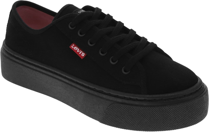 Levi's Womens Dakota CVS Twill Lowtop Casual Lace Up Sneaker Shoe, Black Mono, Size 6.5