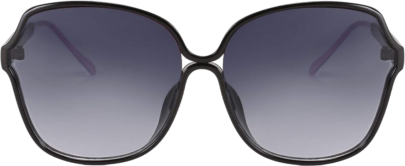 FEISEDY Oversized Butterfly Sunglasses for Women Retro Frame UV Protection Gradient Lens Sunnies B9022 Bright Black 63 Millimeters