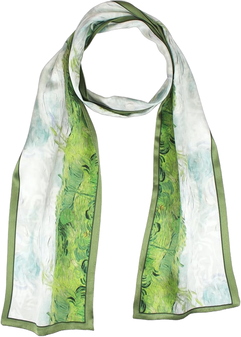 ANDANTINO 100% Silk Scarf for Women 59”*6.3” Long Shawls for Headscarf and Neck- Oblong Hair Wraps with Gift Packed Light Green