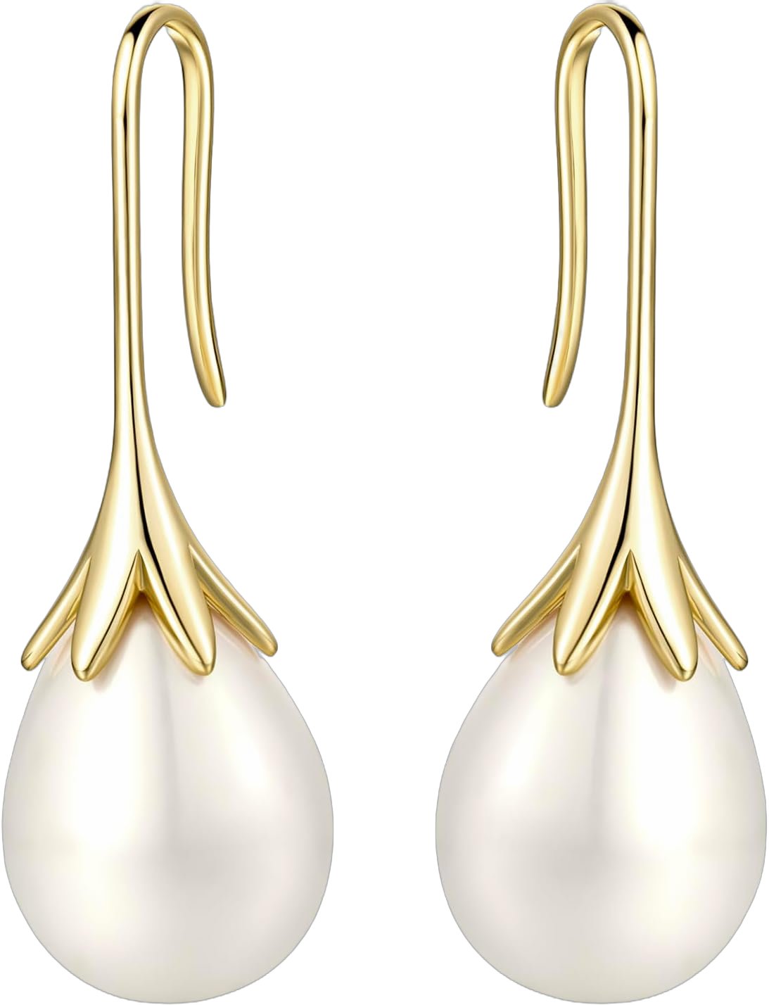 Pearl Earrings 14K Gold Dangle Pearl Drop Earrings for Women Elegant Pearl Dangle Earrings Gold and Pearl Earrings Dangle 11mm