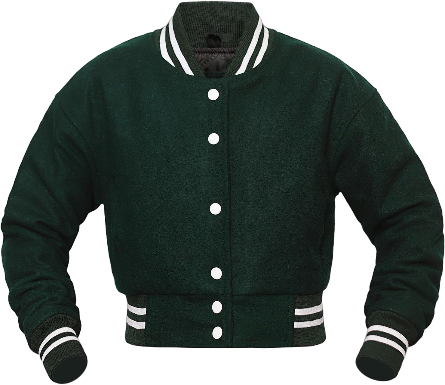 Cropped Jacket Varsity Letterman Crop Jackets for Women Wool Body Leather Sleeves Full Wool/Leather/Sublimated Jacket Green Full Wool Medium