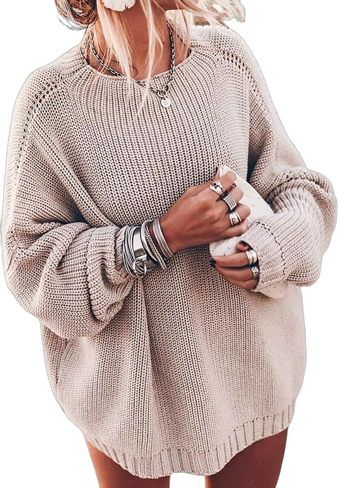 IDEALSANXUN Cable Knit Sweater for Women Crewneck Fall Winter 2023 Long Sleeve Oversized Pullover Tops Small Khaki