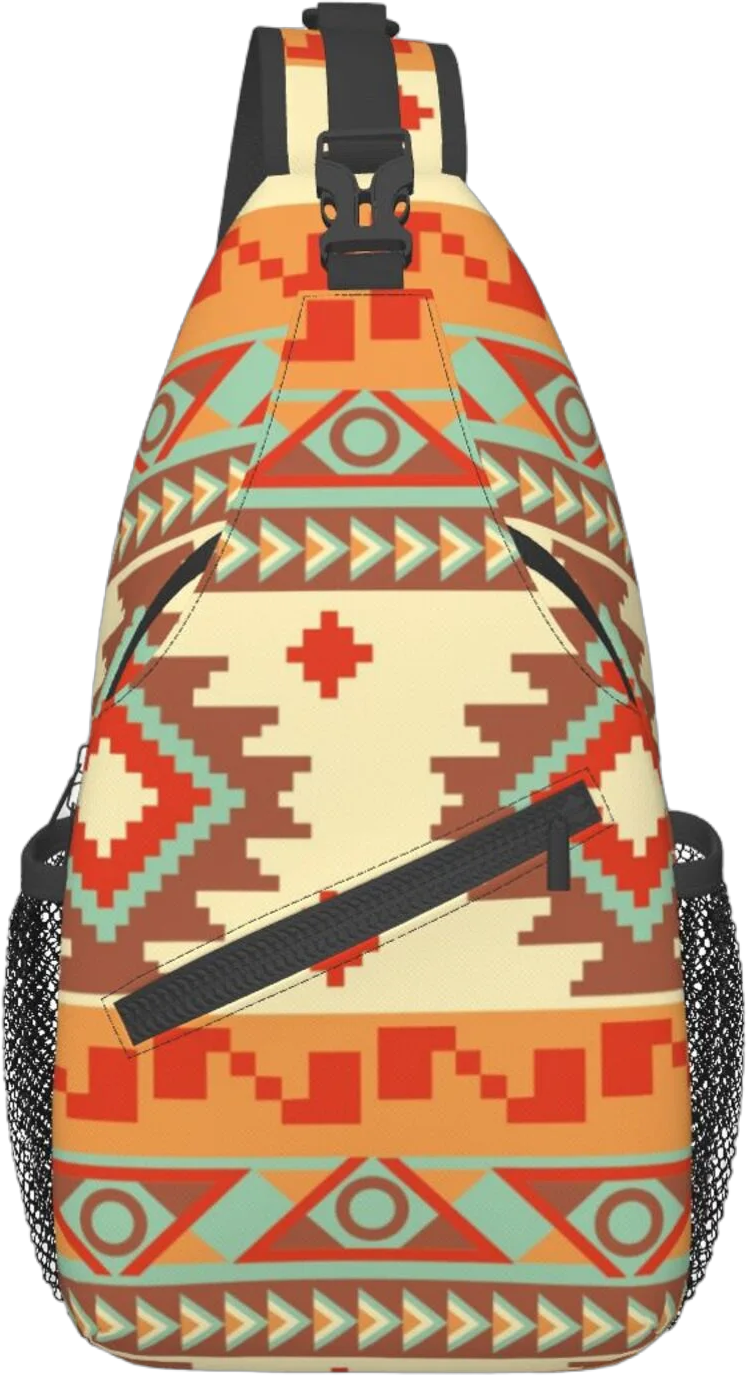 ZNDUO Sling Bag, Men Shoulder Backpack Small Cross Body Chest Sling Backpack-Vintage Southwestern Native Aztec Style Pattern