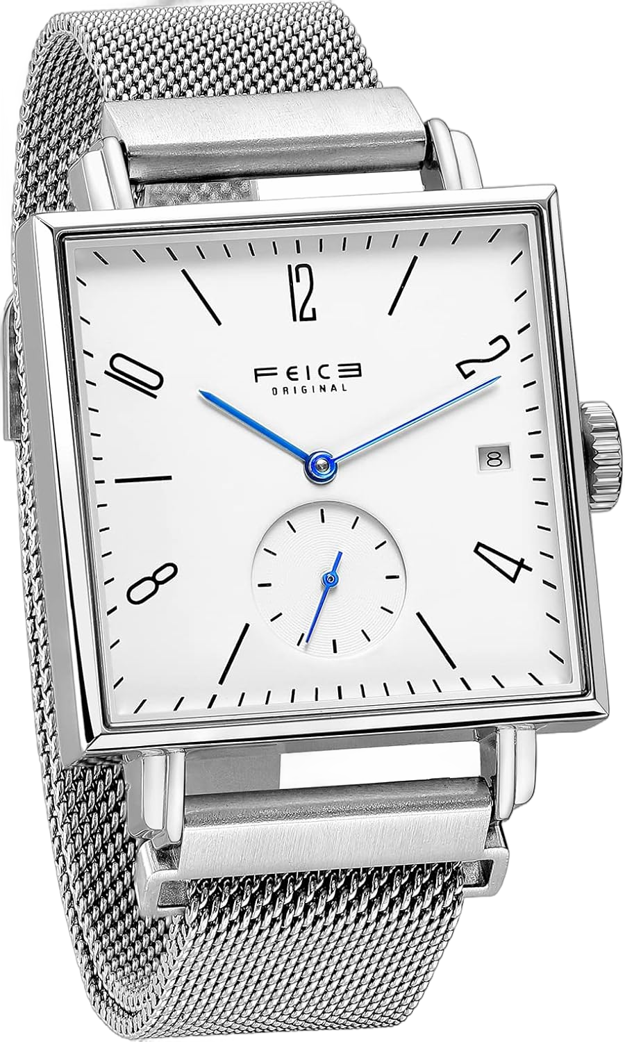 FEICE Sapphire Crystal Square Automatic Watch Classic Bauhaus Watch Minimalist Casual Watches for Men Women Unisex -FM301 Silver