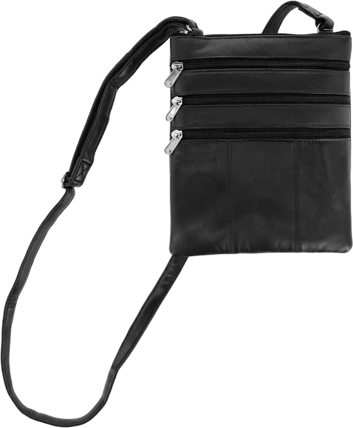 London Stitch Women's Leather Phone Pocket Crossbody Handbag, Black