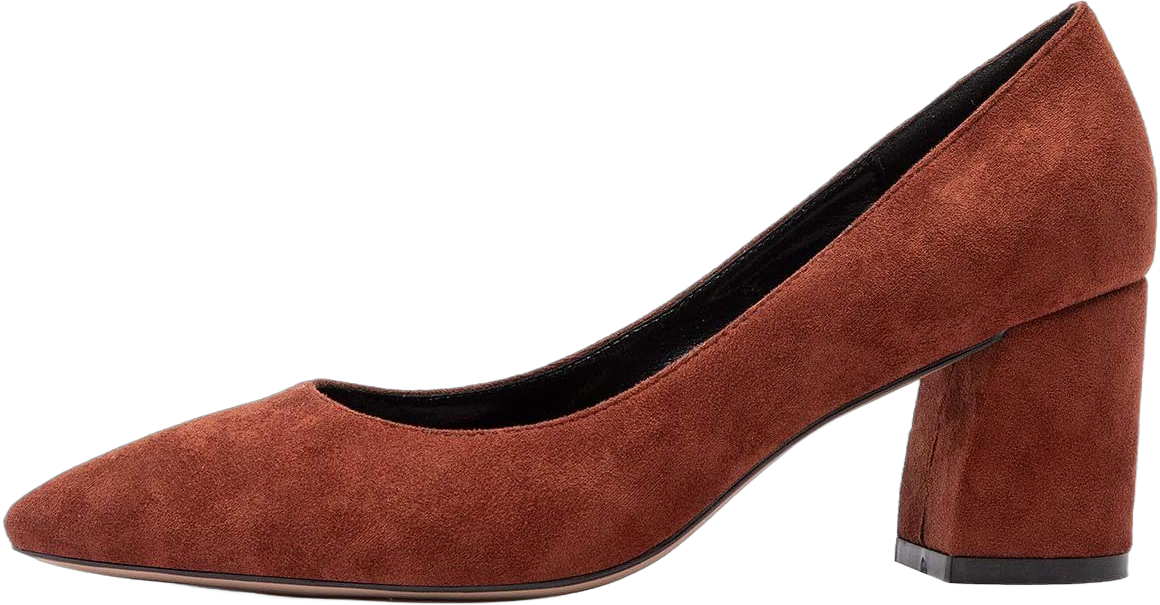 Castamere Womens Chunky Block Heels Pointed Toe Slip-on Mid-Heel Leather Lining Pumps 6CM 6 Brown Suede