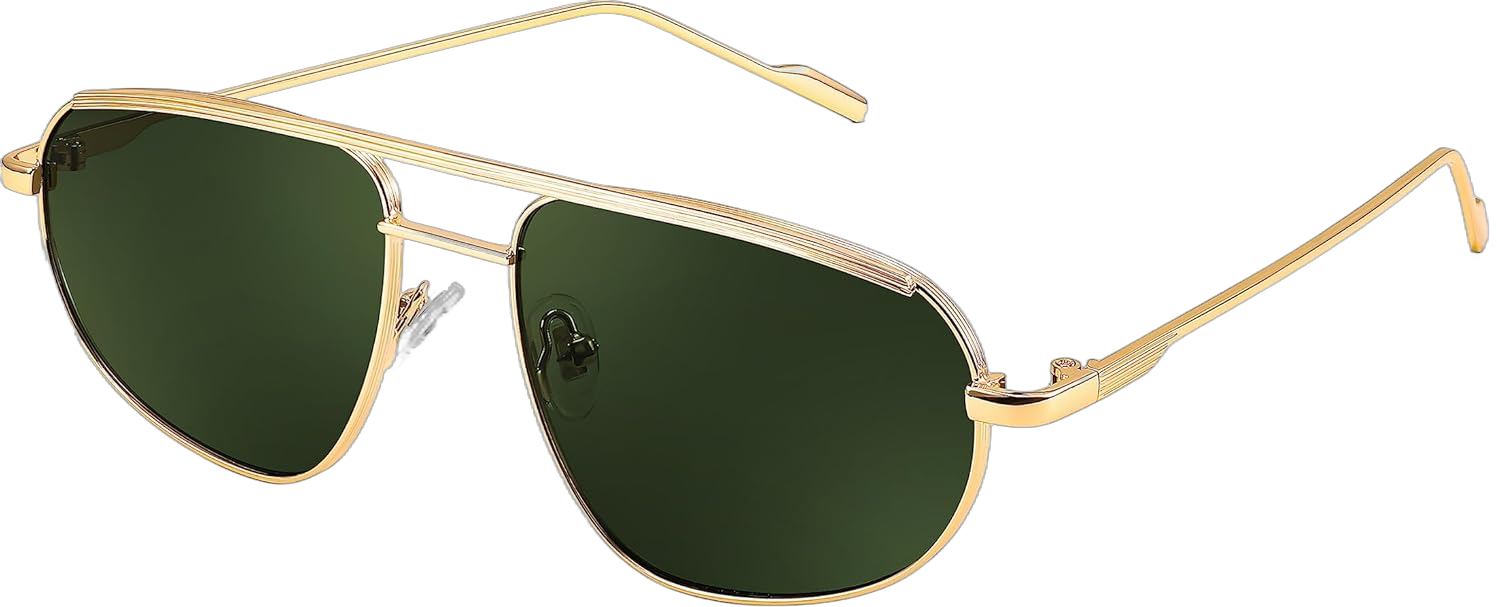 FEISEDY Retro Trendy Aviator Sunglasses Women Men 90s Small Vintage Glasses Stylish Gold Metal Oval Sunglasses B2906 Gold Frame/Blackish Green Lens 55 Millimeters