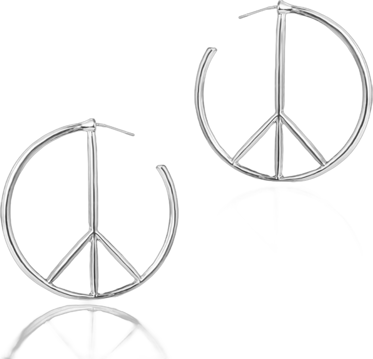 JinYu Peace Sign Symbol Geometric Stud Earrings Jewelry Minimalist Big Round Hoop Statement Earrings for Women