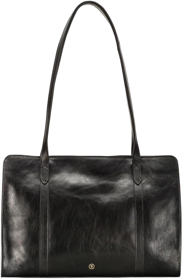 Maxwell Scott - Womens Luxury Leather Large Work Tote Purse Shoulder Bag for Folders Paperwork - The Rivara Night Black