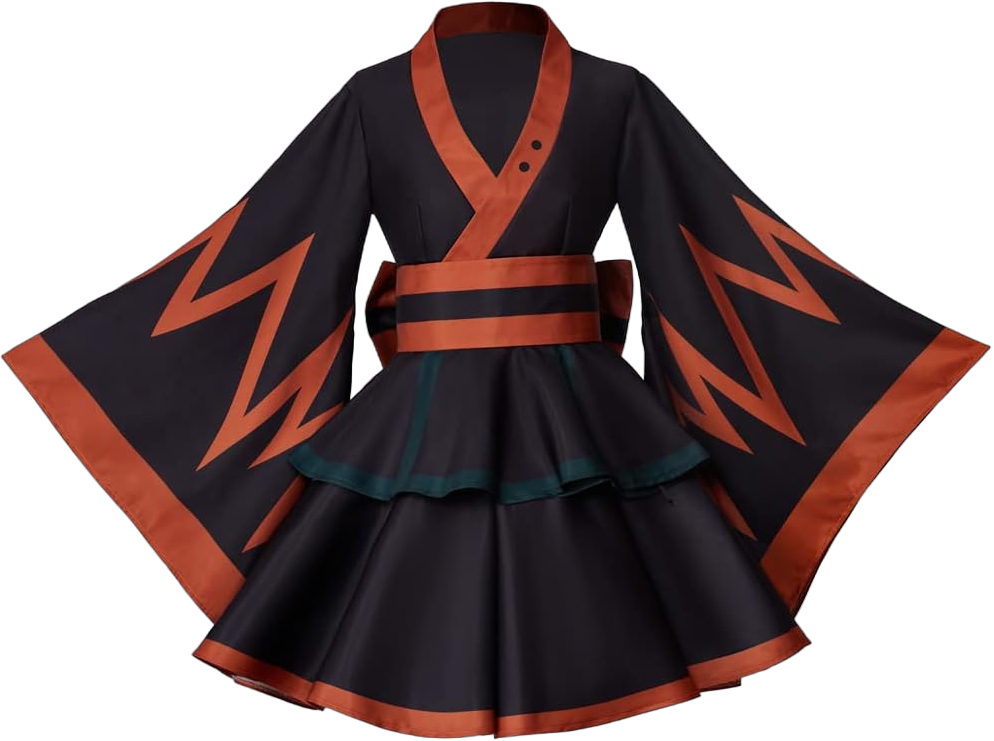 VintageCos Boku No Hero Academia kimono Dress Outfit Midoriya Izuku Costume Katsuki Cosplay Froppy Costume for Women X-Large Black