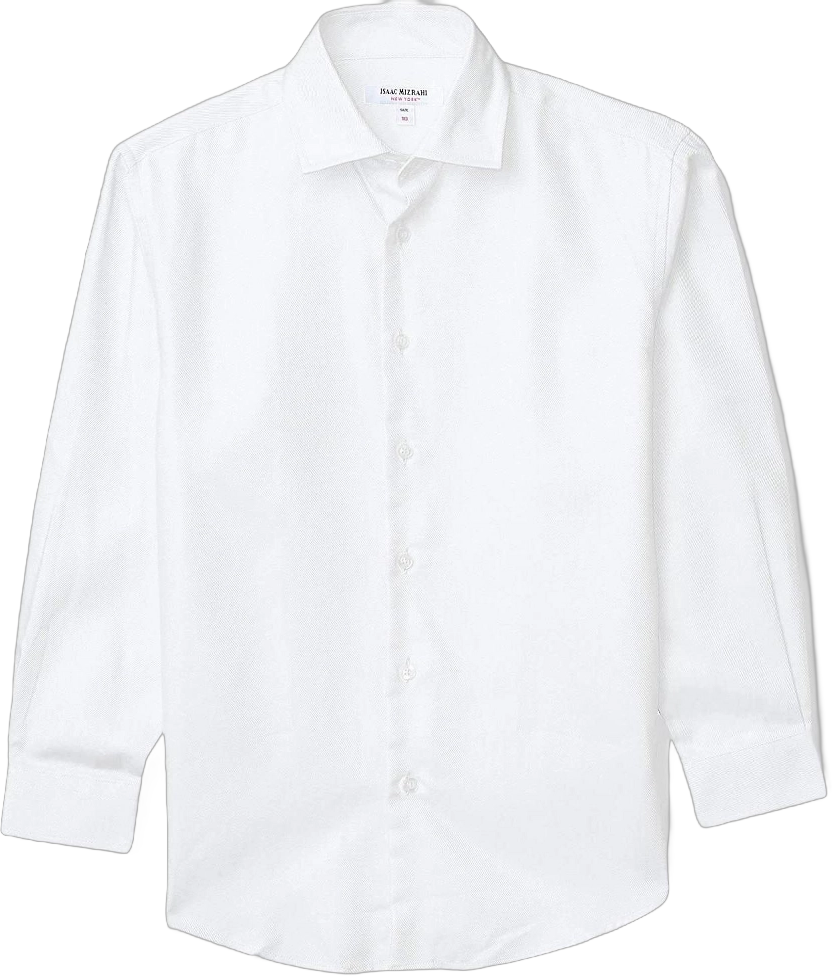 Isaac Mizrahi Boys 2-20 100% Cotton Long Sleeve Twill Dress Shirt - White - 14