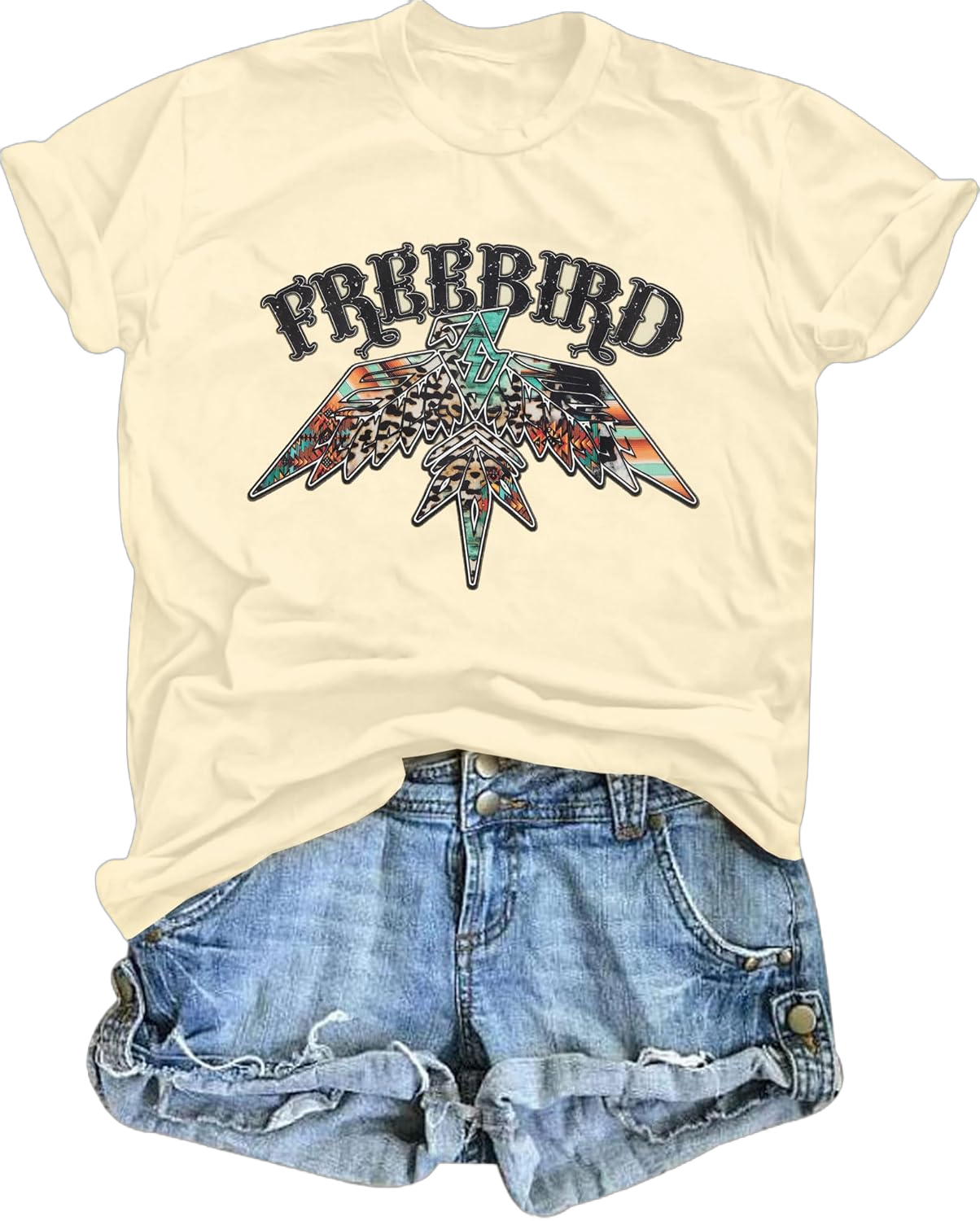 Vintage Rock Band T-Shirts Women: Retro Eagle Graphic Shirts Rock Concert Tee Music Lover Casual Short Sleeve Tops Small Apricot