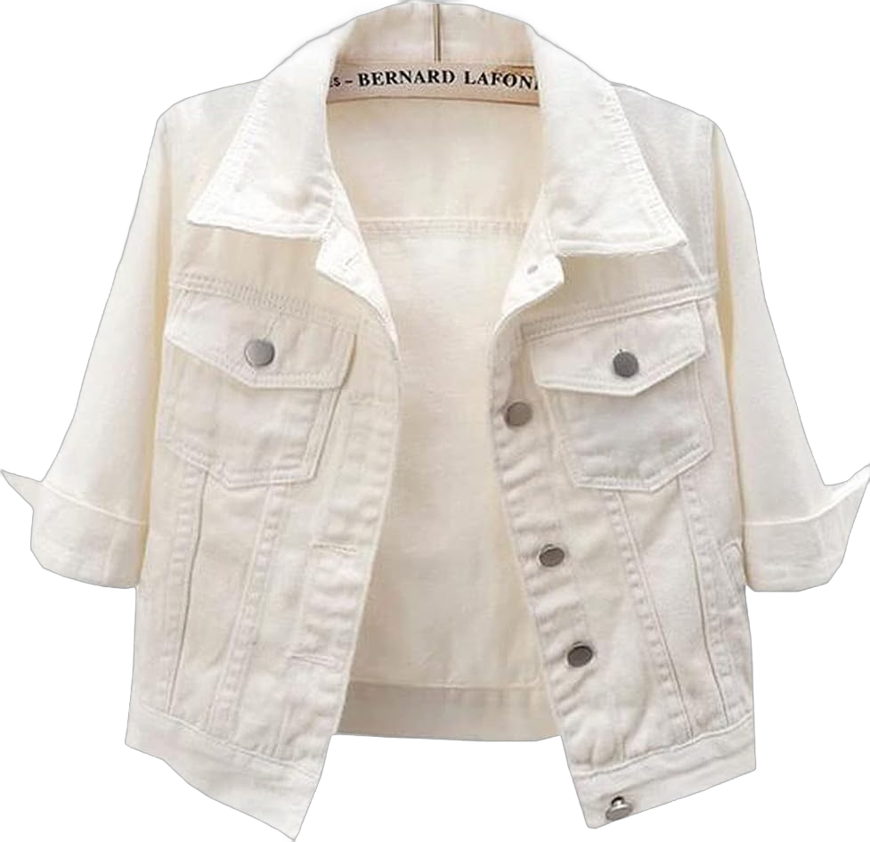 MYtodo Women's Colored Short Denim Jacket Seven-point Sleeve Jean Jacket Shawl Tops X-Large White