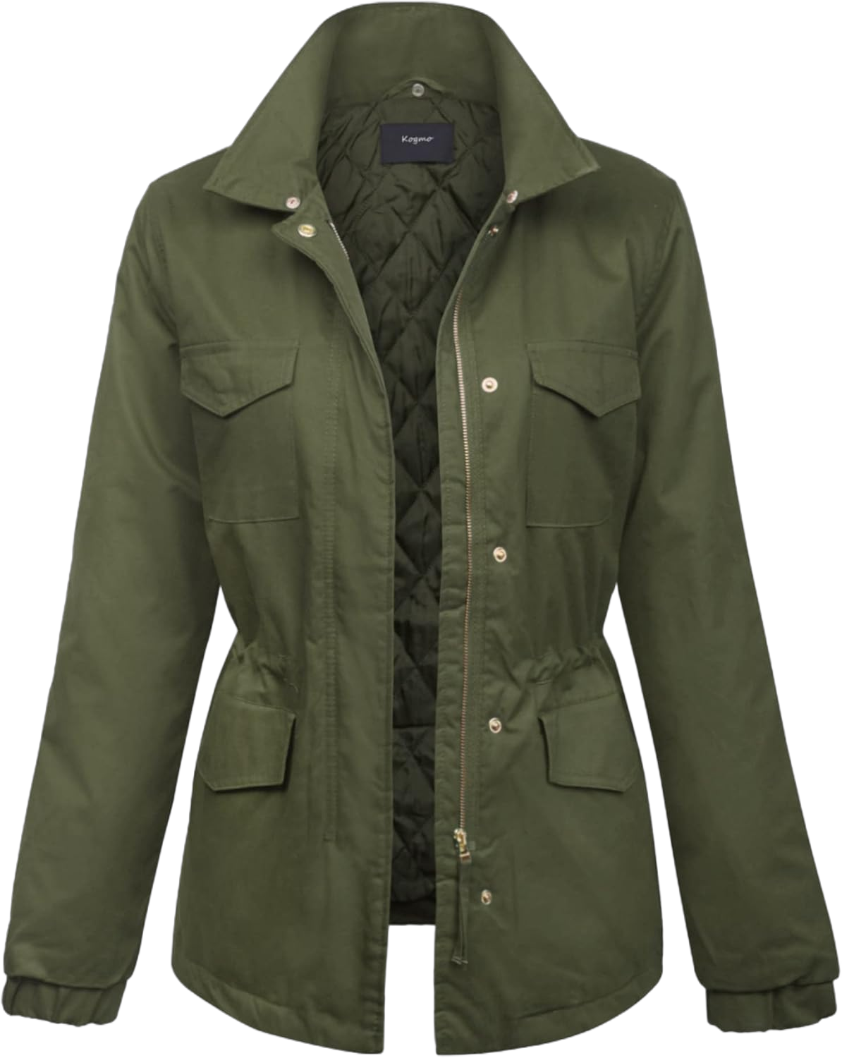 KOGMO Womens Military Anorak Safari Jacket with Pockets Large 888_olive