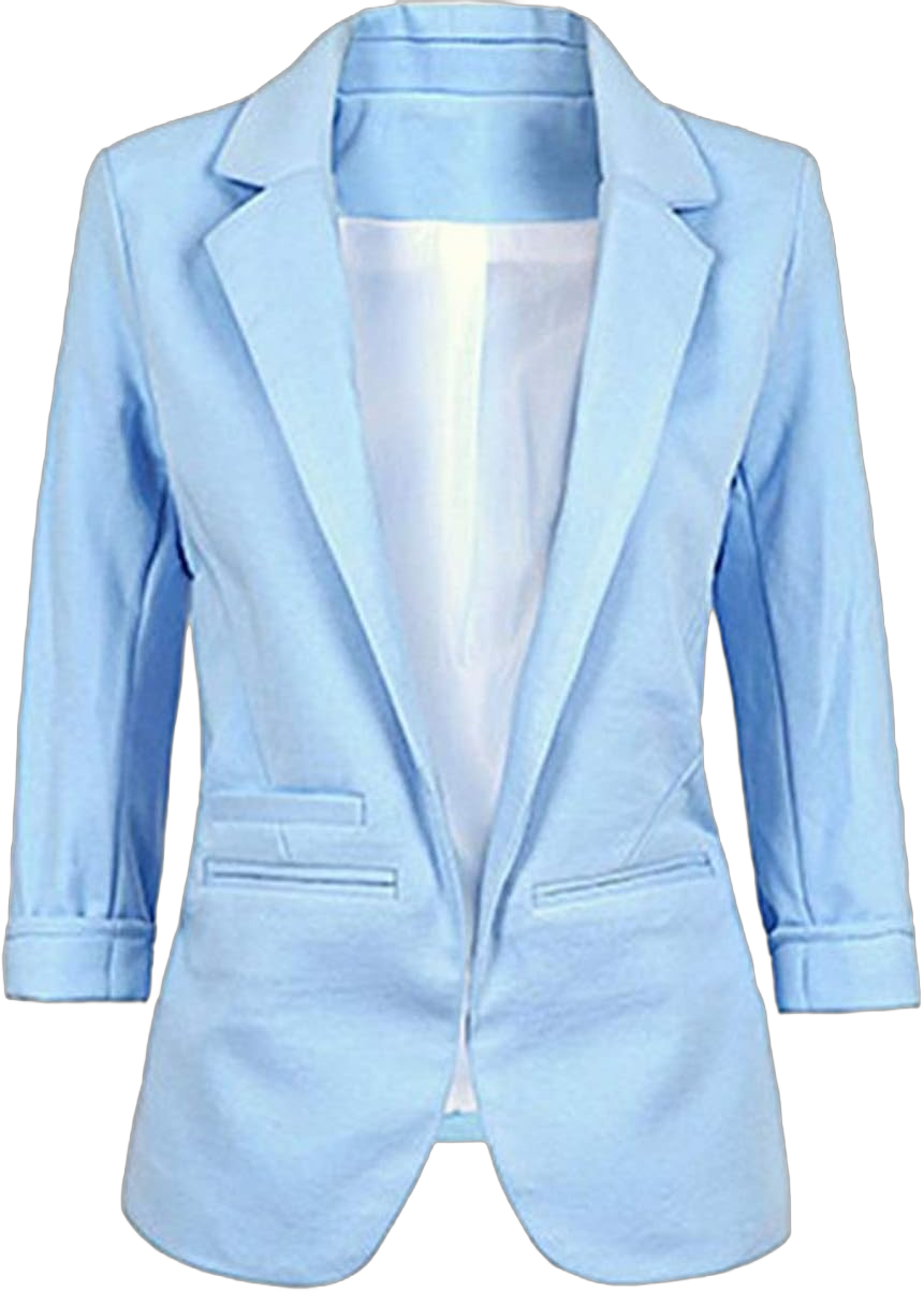 Chowsir Women Casual Slim 3/4 Sleeve Cardigan Jacket Open Front Office Blazers X-Large Light Blue