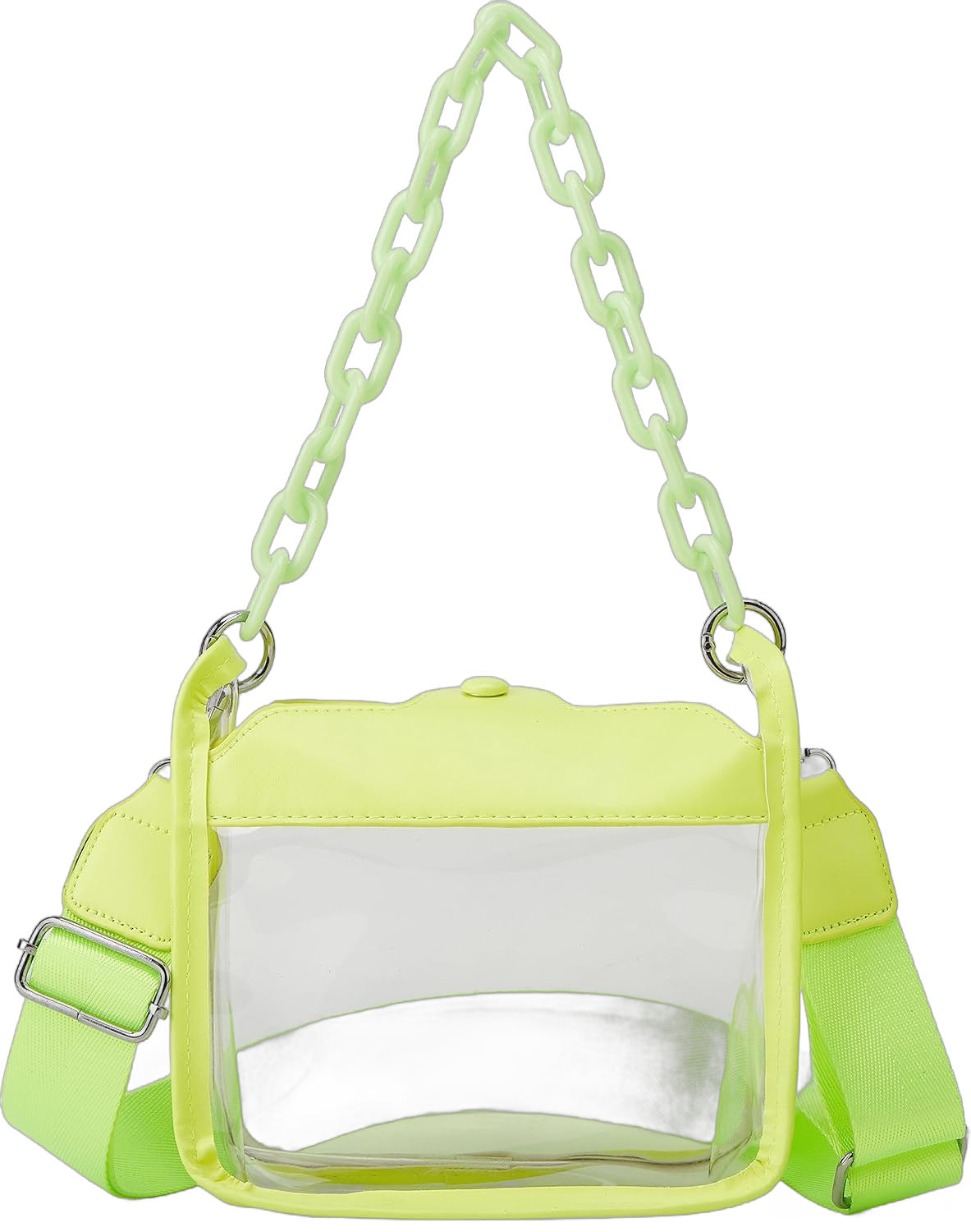 Clear Bag for Women Clear Handbag Concert Bag Stadium Approved Clear Purse Shoulder Crossbody Bag Satchel Hobo Bag Fluorescent Yellow