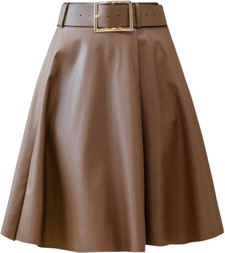 REALEFT Women's PU Leather Skirts With Belted 2022 New Fashion Solid Color High Waist Casual Short Ladies A-Line Skirts Female