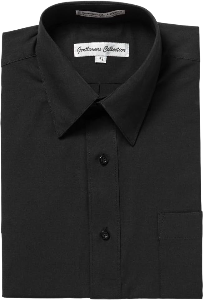 Mens Short Sleeve Classic Fit & Slim Fit Easy Care Dress Shirt - Colors 17.5 Slim Black