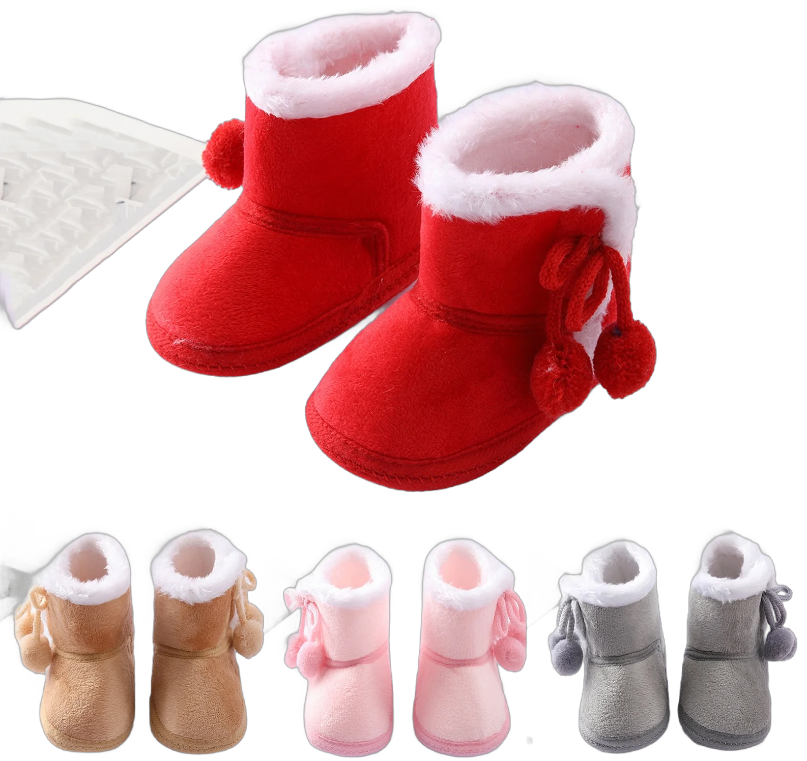 kakina CMSX Infant Unisex Warm Fur Lining Soft Boots,Baby Fashion Winter Ankle Non-Slip Rubber Texture Sole Toddler Winter Snow Crib Shoes