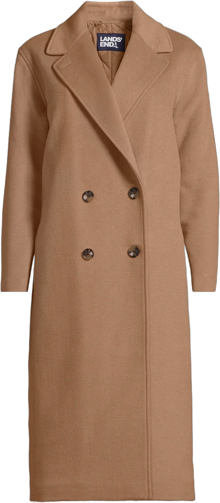 Lands' End Women's Insulated Double Breasted Wool Coat - 18 - Honey Beige