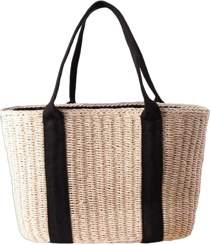 Womens Straw Tote Bag Handbag Large Woven Capacity Top Handle Bag Summer Stylish Straw Basket Bag Beige