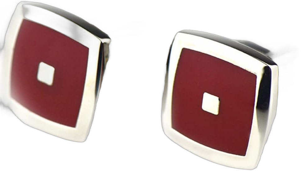 Daesar Copper Cufflinks for Men Cuff Links Simple Enamel Cuff Links Mens Silver Black/Silver/Silver Red Style 5