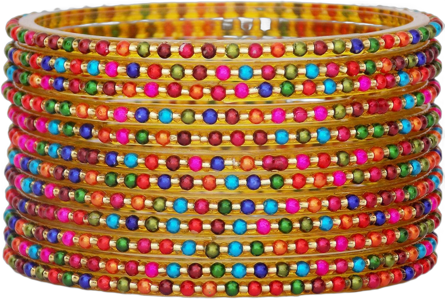 JD'Z COLLECTION Indian Bollywood Traditional Glass Bangles Set Churi Multi Color Bangle Bracelet For Women Jewelry Bangles Multi 2.6 Inches