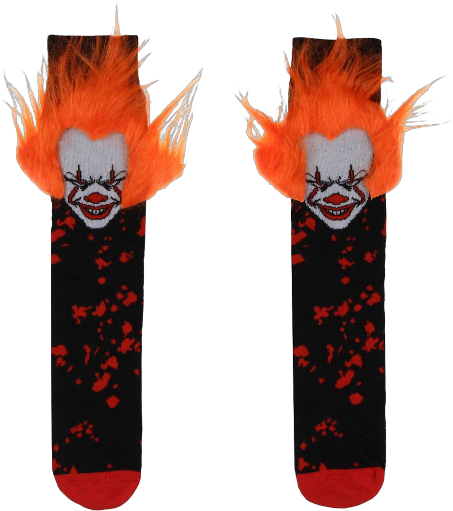 IT Pennywise The Clown Fuzzy Hair Character Design Horror Film Men's Crew Socks Black