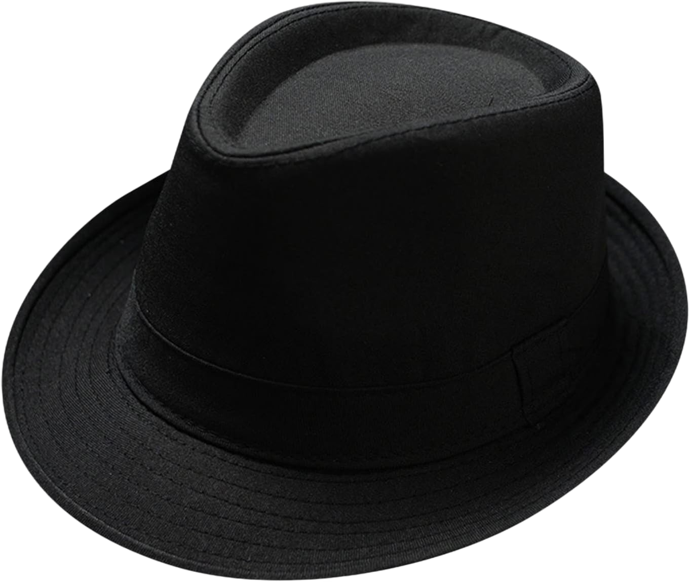 Men Classic Fedora-Hat with Band Unisex Women's Short Brim Fedora Hats Panama Cap for Men Women One Size Black