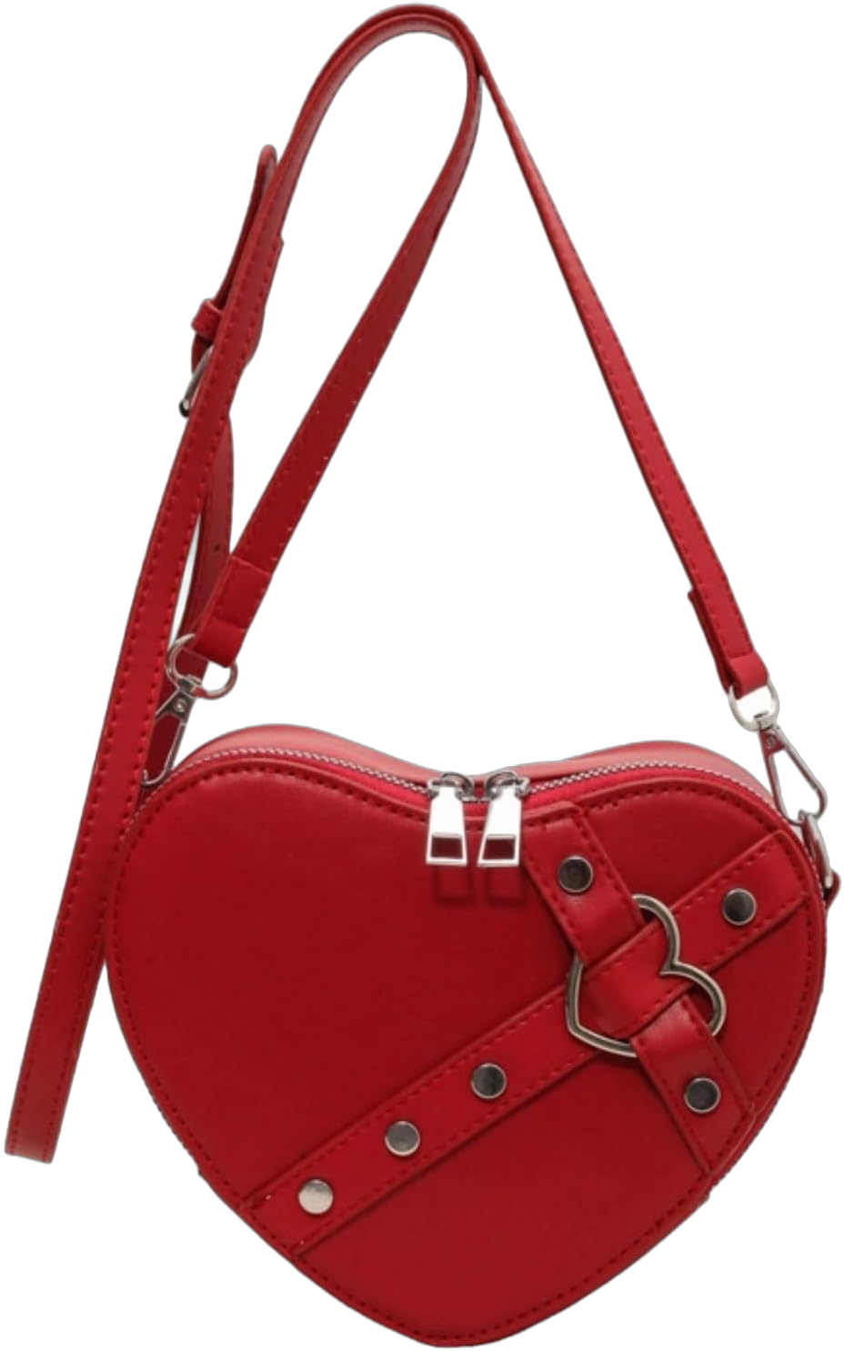 Cute Heart Shaped Purse for Women Trendy PU Leather Heart Crossbody Bag Y2K Purse Small Zipper Satchel Shoulder Bag Red