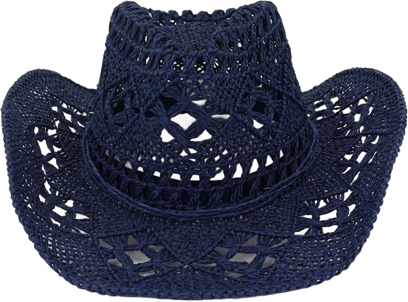 COMLIFE Womens Woven Straw Cowboy Hats UV Protection Foldable Outback Travel Straw Tea Party Cowgirl Hats Navy