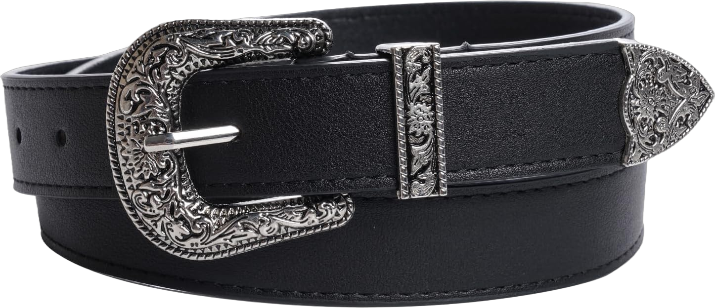 Women PU Leather Belts Ladies Vintage Western Design Cowgirl Waist Belt for Pants Jeans Dresses