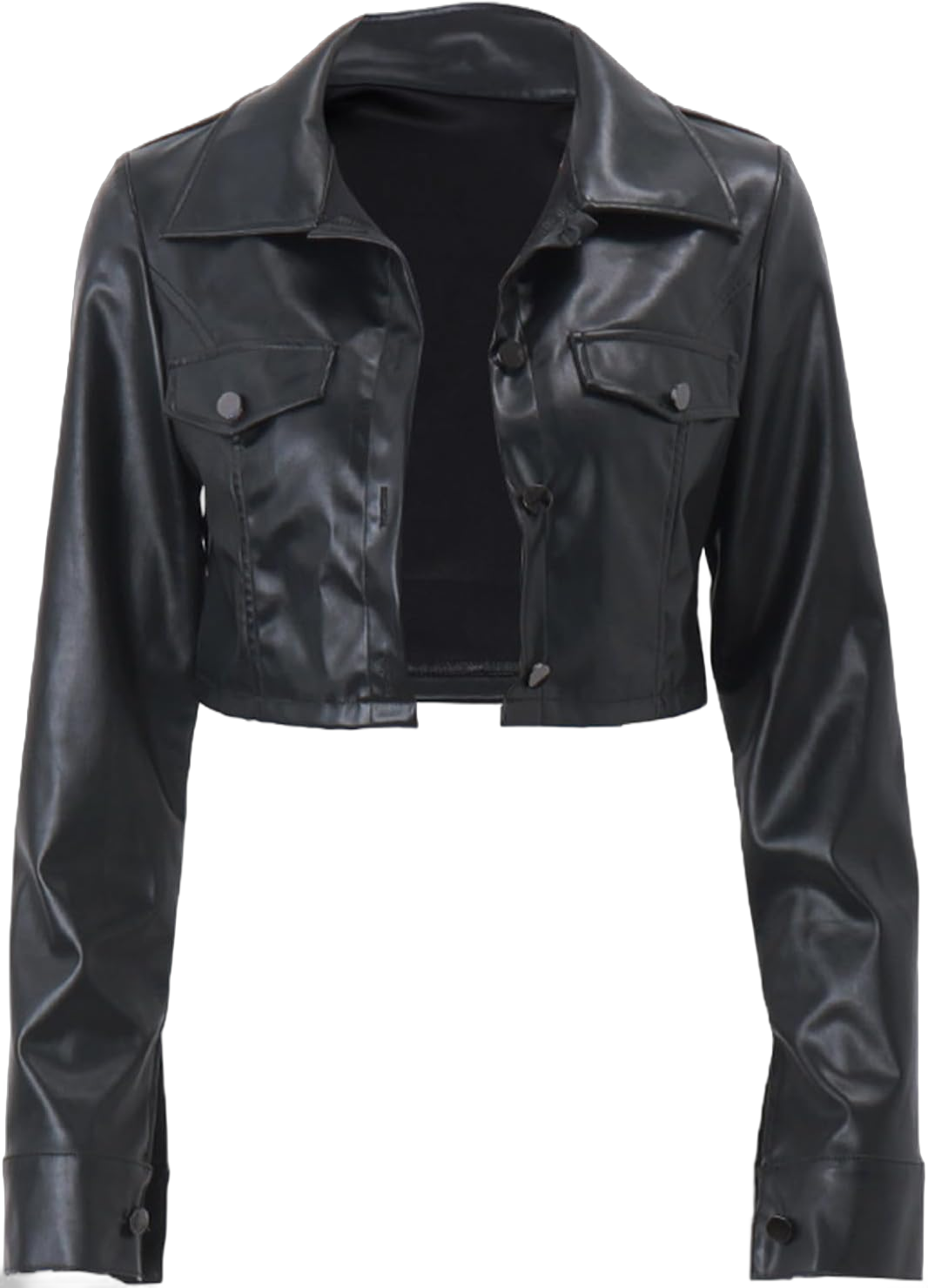 Women Cropped Leather Jackets, Faux Leather Motorcycle Jacket Moto Biker Coat Y2k Short Lightweight Bomber Coats Large Black