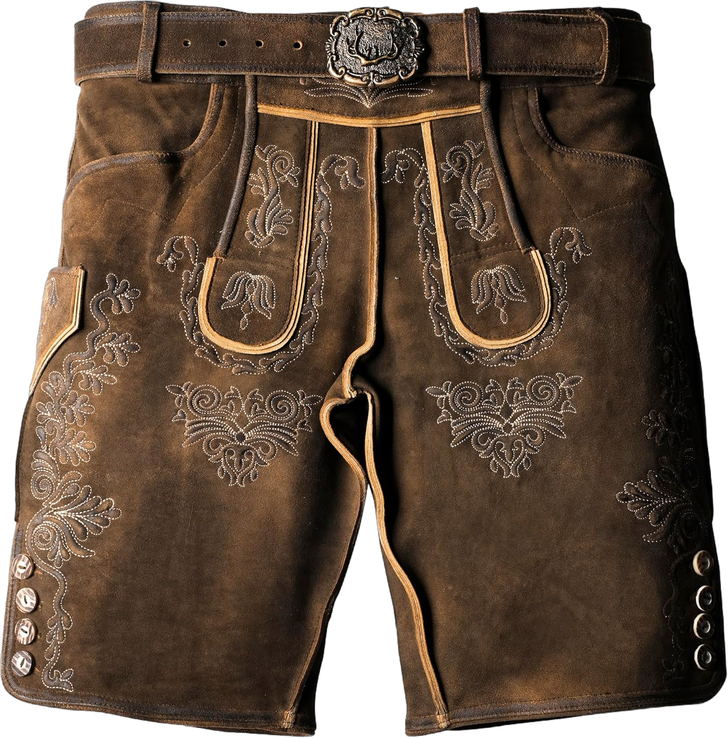 Lederhosen Men - Oktoberfest Costume for Men - Authentic and Genuine German Leather Shorts - Shango Brown 46 Regular Shango Brown