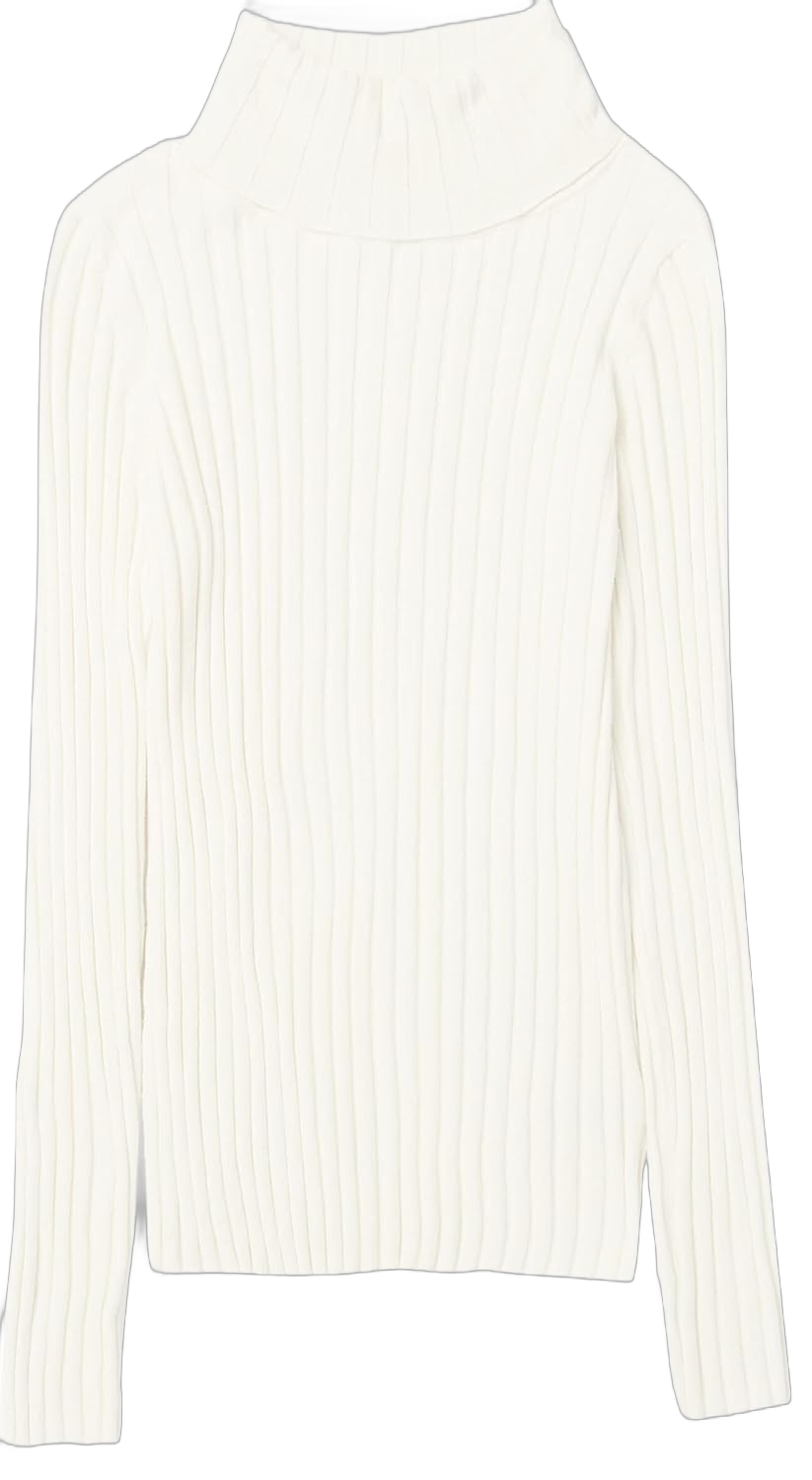 The Drop Women's Amy Fitted Turtleneck Ribbed Sweater Medium Ivory