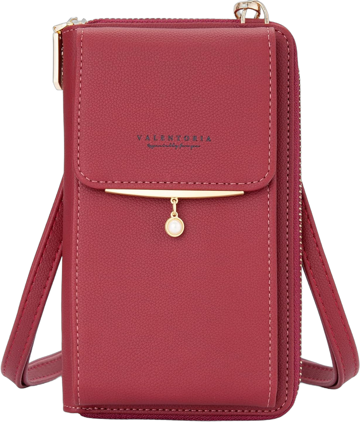 Valentoria Small Crossbody Bag Cell Phone Purse Wallet Leather Card Clutch Handbag for Women Burgundy