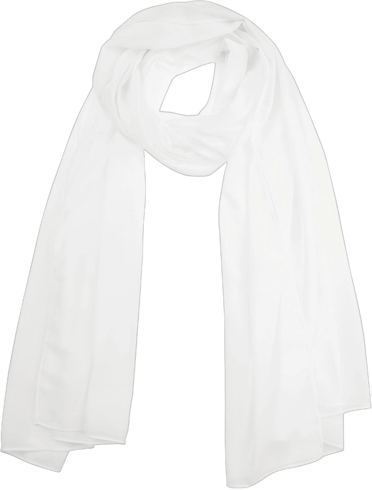 Elerevyo Women's Solid Chiffon Sheer Lightweight Soft Long Scarf Shawl 1 Pc White 180x75cm/70.9x29.5 inches(LxW)