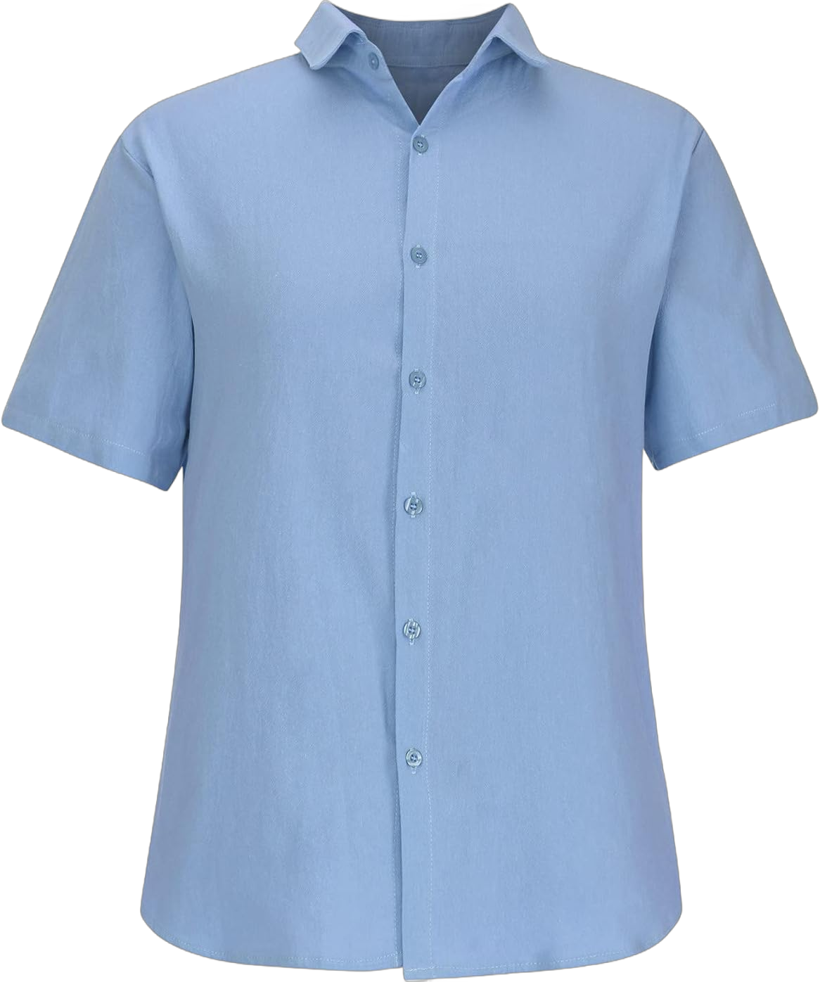 Mens Short Sleeve Button Down Shirts Linen Cotton Beach Shirts Casual Business Work Tops Collared Dress Shirts Summer Clothes 3X-Large Light Blue