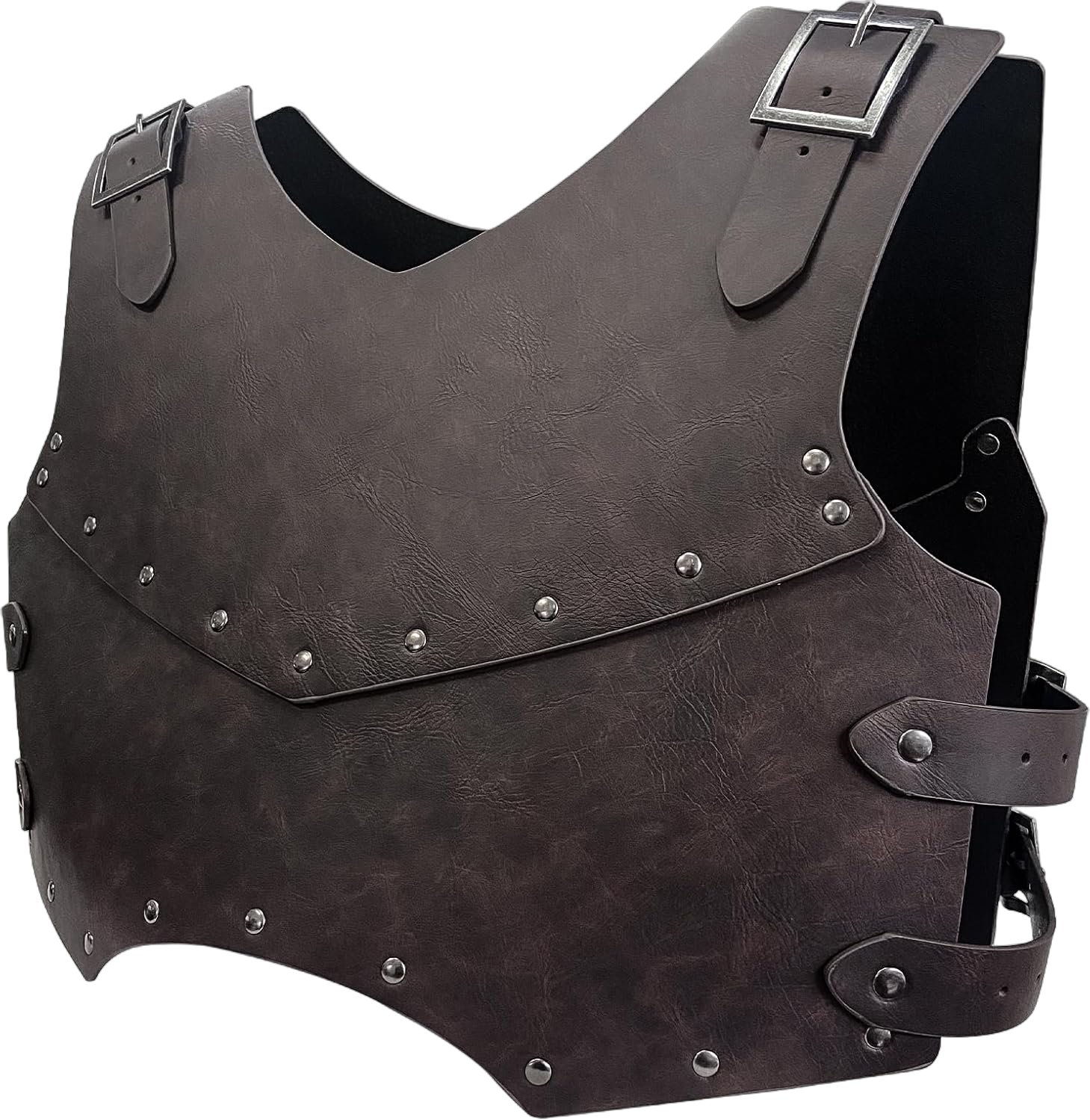 HiiFeuer Medieval Faux Leather Chest Armor, Retro Mercenary Knight Archer Body Armor, Adjustable Vest Armour for Ren Faire Brown a