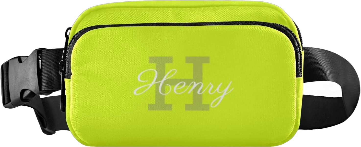 Generic Custom Neon Yellow Fanny Pack for Women Personalized Belt Bag Large Capacity Crossbody Bag for Running Travel Hiking