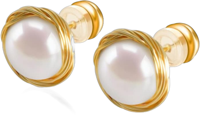 18K Gold Plated Freshwater Cultured Pearl Stud Earrings | Real Pearl Earrings for Girl&Women- AKOCIDY 10mm… Gold 8.5-9mm