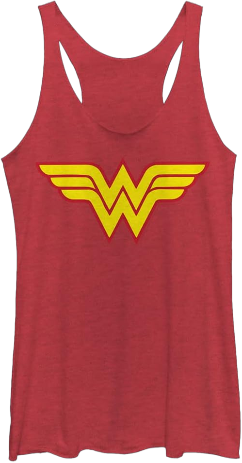 Warner Brothers Wonder Woman Two Color Logo Women's Racerback Tank Top Medium Red Heather