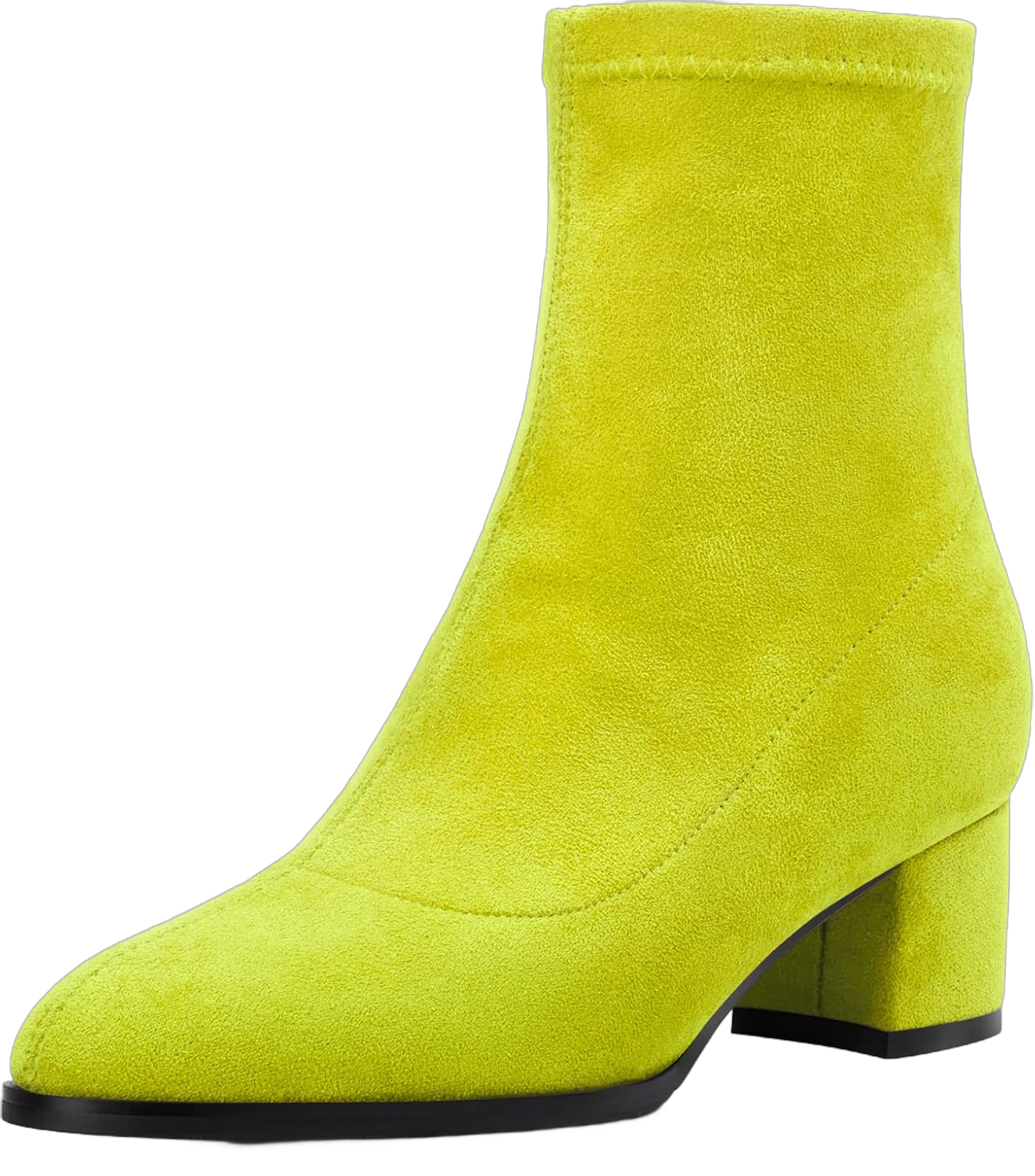 Aachcol Women Ankle Boots Short Bootie Close Round Toe Chunky Block Mid Heel Matte Zipper Shopping 2 Inch 7.5 Lime Green