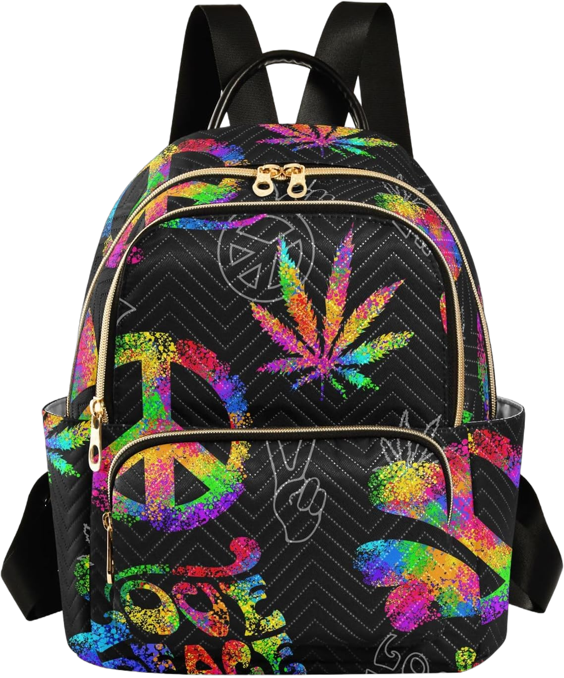 ALAZA Mini Backpack Purse for Women Lightweight Girls Small Size Rainbow Peace Love Sign Gesture School Teens College Traveling