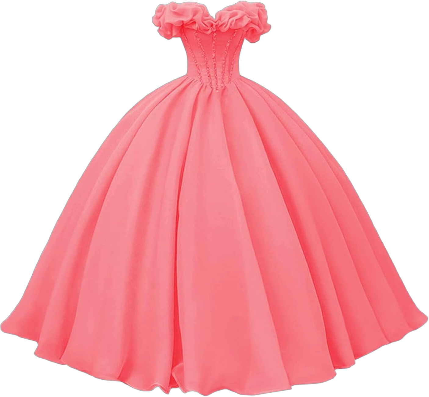 Graceful Tulle Prom Dresses Beaded Off Shoulder Quinceanera Dresses Long Ruffles A-line Ball Gown for Women Formal 22 Plus Watermelon Red