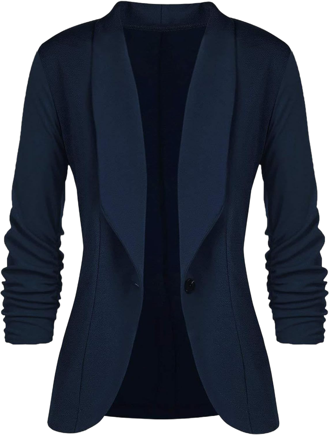 Women's Casual Work Office Elegant Open Front Shawl Lapel Stretch Blazer Jacket Long Sleeve One Button Suit Jackets 3X-Large Navy